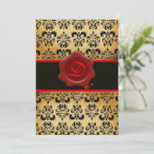 RODE BROWN EN ZWARTE DAMASK, WAX SEAL MONOGRAM KAART (Staand voorkant)