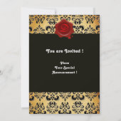 RODE BROWN EN ZWARTE DAMASK, WAX SEAL MONOGRAM KAART (Achterkant)