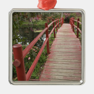 Rode brug over vijver, Magnolia Plantation, Metalen Ornament
