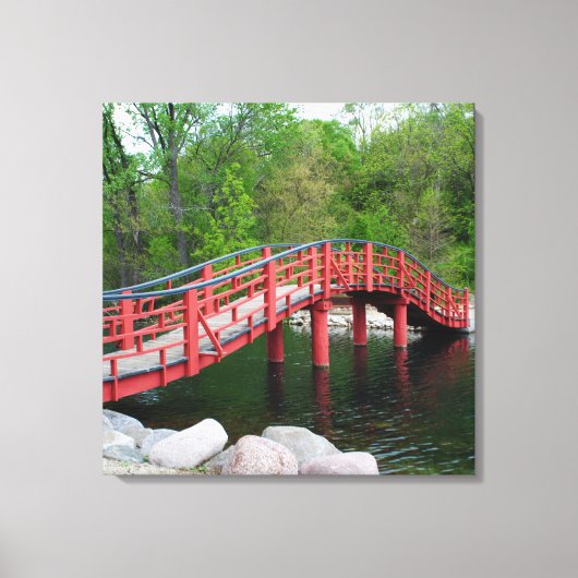 Rode Brug Over Water Canvas Afdruk (Voorkant)