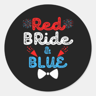 Rode Bruid En Bruidegom Grappig Huwelijk Bruiloft Ronde Sticker