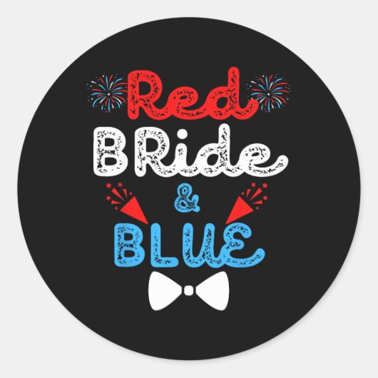 Rode Bruid En Bruidegom Grappig Huwelijk Bruiloft  Ronde Sticker (Voorkant)