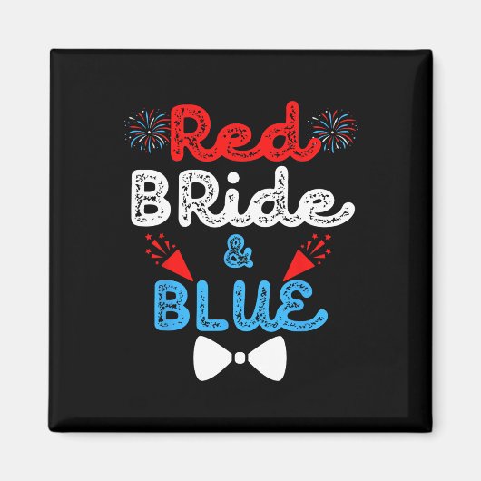 Rode Bruid En Bruidegom Grappig Huwelijk Trouwfees Magneet (Voorkant)