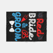 Rode bruid en bruidegom Grappige bruiloft huwelijk Fleece Deken (Voorkant (Horizontaal))