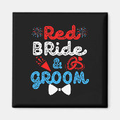 Rode bruid en bruidegom Grappige bruiloft huwelijk Magneet (Voorkant)