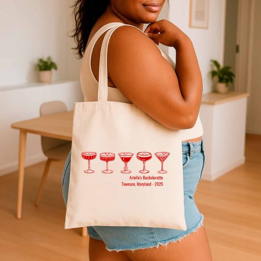Rode bruidsmeisje Espresso Martini Bachelorette Tote Bag