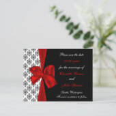 rode bruiloft behalve de datumaankondiging aankondigingskaart (Staand voorkant)