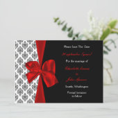 rode bruiloft behalve de datumaankondiging save the date (Staand voorkant)