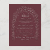 Rode Bruiloft Bloemen Poort Informatiekaartje (Voorkant)