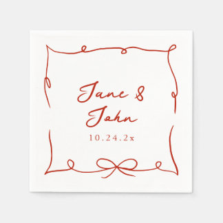 Rode bruiloft cocktail servetten met rode boog det