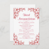 Rode  bruiloft hotel accommodatie informatiekaartje (Voorkant / Achterkant)