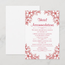 Rode  bruiloft hotel accommodatie informatiekaartje