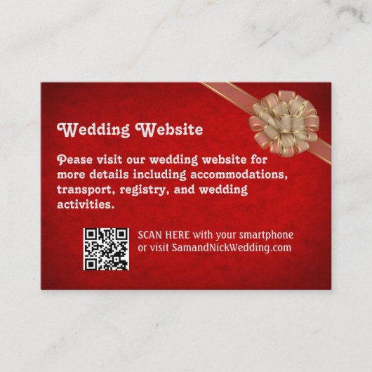 Rode bruiloft informatiekaartje (Voorkant)