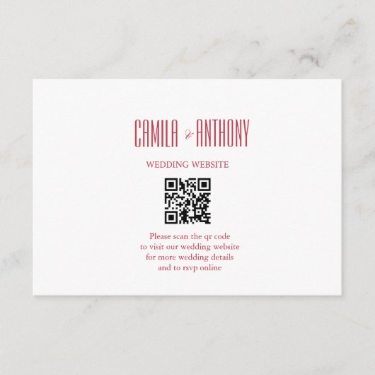 Rode bruiloft informatiekaartje (Voorkant)