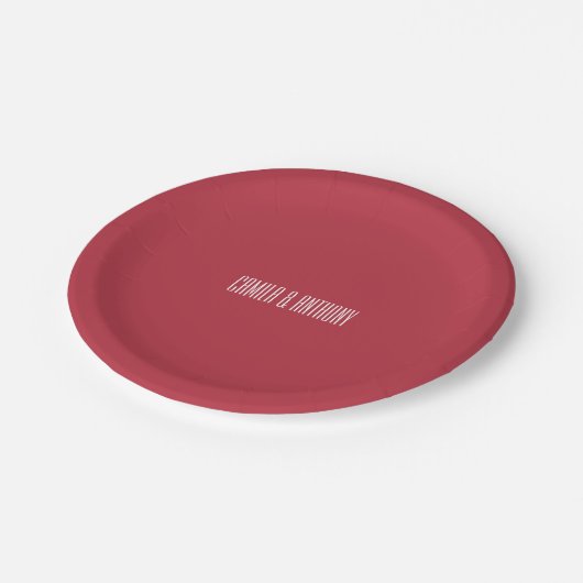 Rode bruiloft papieren bordje (Gekanteld)