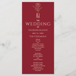 Rode bruiloft programmakaart