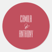 Rode bruiloft ronde sticker (Voorkant)