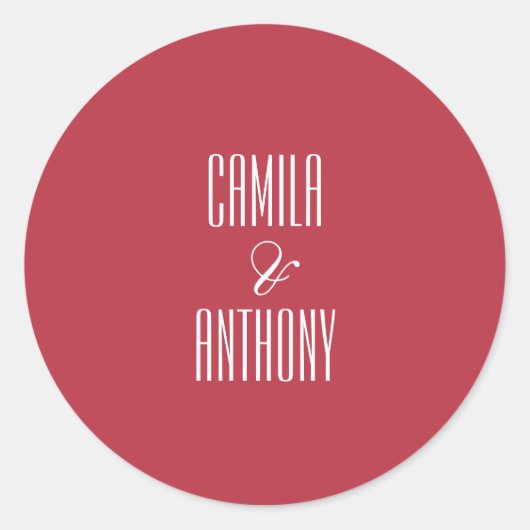 Rode bruiloft ronde sticker (Voorkant)