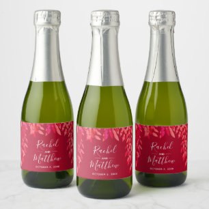 Rode bruiloft viering mini mousserende wijn sparkling wijnetiket