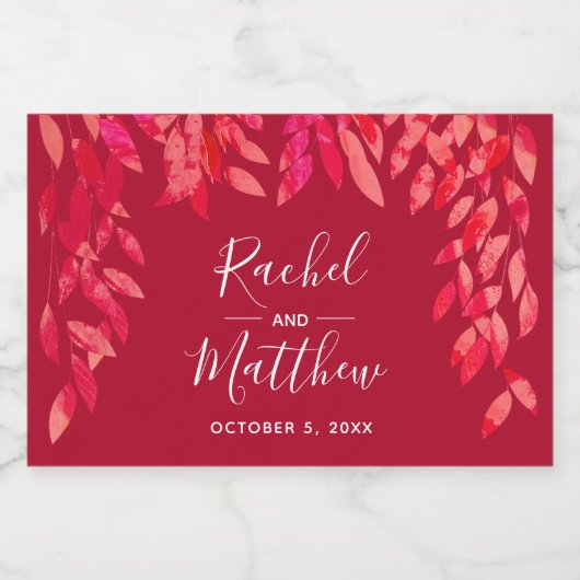 Rode bruiloft viering mini mousserende wijn sparkling wijnetiket (Enkel label)