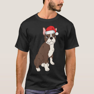 Rode Bruin Boston Terrier Kerstman Seal Bost T-shirt