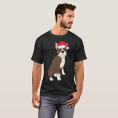 Rode Bruin Boston Terrier Kerstman Seal Bost T-shirt (Voorkant volledig)