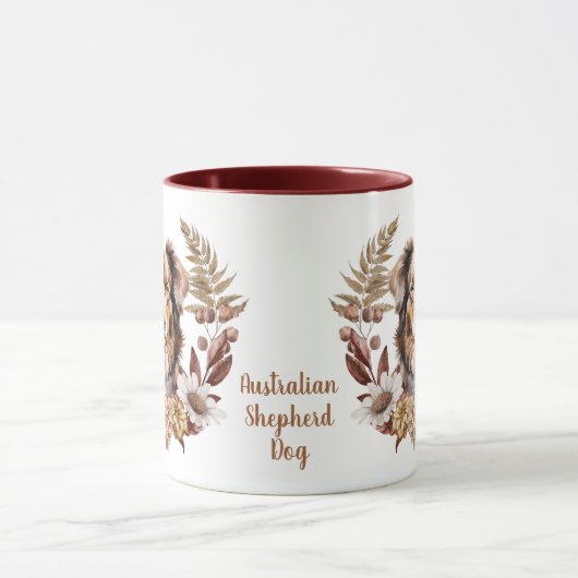 Rode Bruine Australische Herder Hond Herfst krans Mok (Midden)