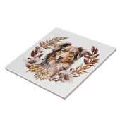 Rode Bruine Australische Herder Hond Herfst krans Tegeltje (Zijkant)