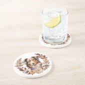 Rode Bruine Australische Herder Hond Herfst krans Zandsteen Onderzetter (Zijkant)