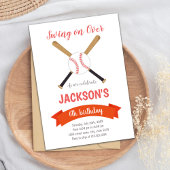 Rode & Bruine Baseball Verjaardag Uitnodiging