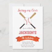 Rode & Bruine Baseball Verjaardag Uitnodiging (Voorkant)