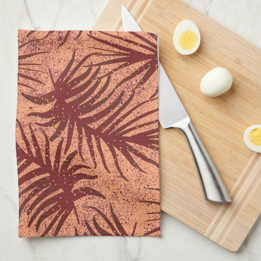 Rode bruine bladeren op een gevlekte achtergrond. theedoek (Quarter Fold)