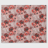 Rode, bruine bloemen. cadeaupapier (Vlak)
