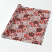 Rode, bruine bloemen. cadeaupapier (Uitgerold)