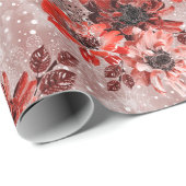Rode, bruine bloemen. cadeaupapier (Rol Hoek)