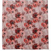 Rode, bruine bloemen. douchegordijn (Voorkant)