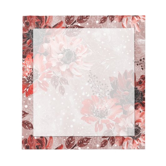 Rode, bruine bloemen. notitieblok (Voorkant)
