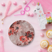 Rode, bruine bloemen. papieren bordje (Feest)