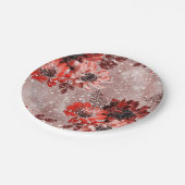 Rode, bruine bloemen. papieren bordje (Gekanteld)