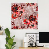 Rode, bruine bloemen. poster (Thuiskantoor)