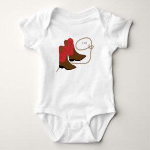 Rode & Bruine Cowboy Laarzen & Lasso, gepersonalis Romper