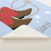 Rode & Bruine Cowboylaarzen & Touw, Gepersonalisee Sherpa Deken (3/4)