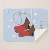 Rode & Bruine Cowboylaarzen & Touw, Gepersonalisee Sherpa Deken (Voorkant (horizontaal))