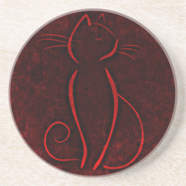 Rode bruine kat | Zazzle_Growshop. Zandsteen Onderzetter