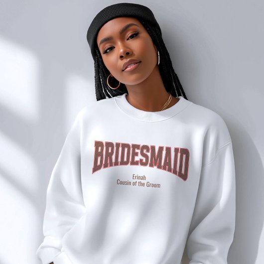 Rode + Bruine Nep Glitter Varsity BRUIDSJUFFER Trui