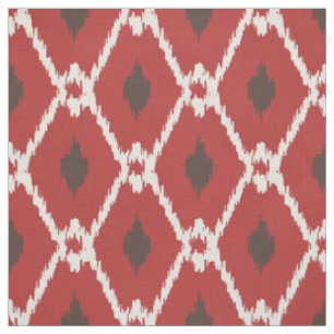 Rode bruine rode ikat tribaal diamantpatroon stof