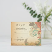  rode, bruine roodzwammen bruiloft RSVP-kaart RSVP Kaartje (Staand voorkant)