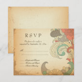  rode, bruine roodzwammen bruiloft RSVP-kaart RSVP Kaartje (Voorkant / Achterkant)