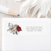 Rode bruine Rozen Waterverf Elegant Wedding Etiket (Insitu)