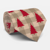 Rode bruine tan buffel plaid rustieke kerst voor h stropdas (Opgerold)